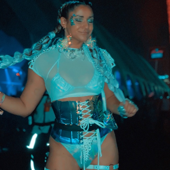 Blue Plastic Corset - Picture 3 of 3